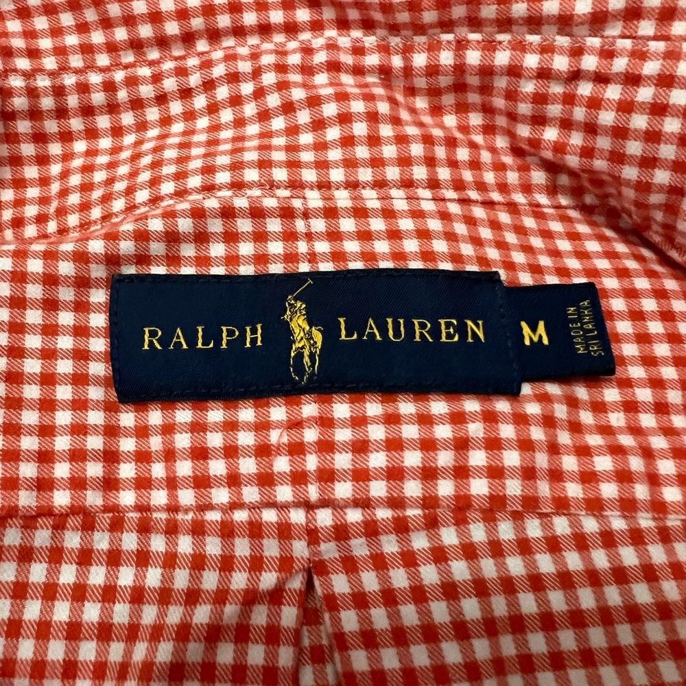 Ralph Lauren Orange Gingham Men's Button Down, Medium Shirt - Picture 3 of 3